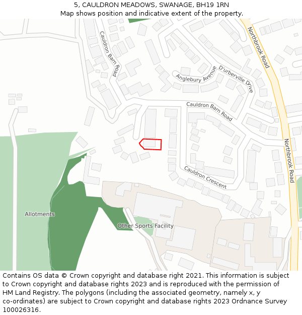 5, CAULDRON MEADOWS, SWANAGE, BH19 1RN: Location map and indicative extent of plot