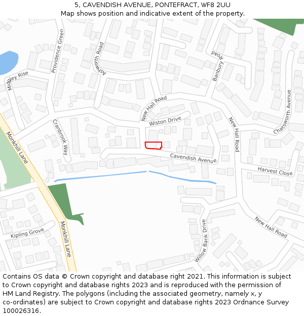 5, CAVENDISH AVENUE, PONTEFRACT, WF8 2UU: Location map and indicative extent of plot