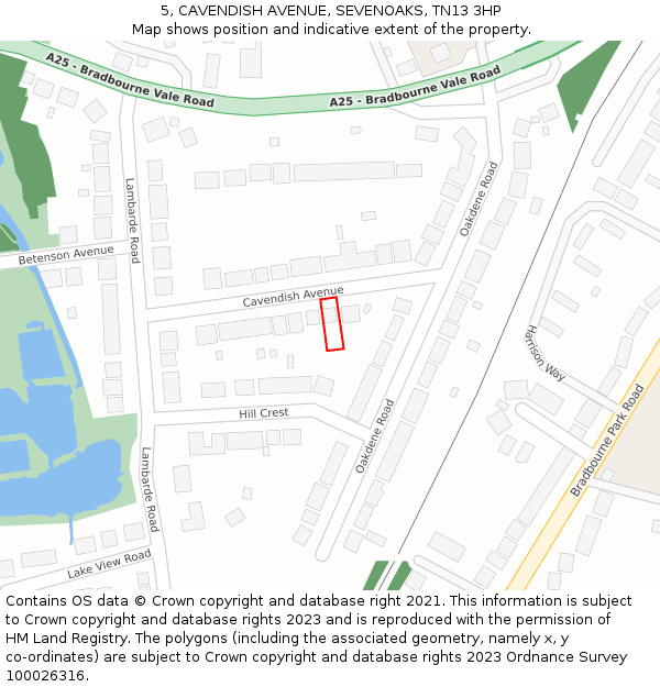 5, CAVENDISH AVENUE, SEVENOAKS, TN13 3HP: Location map and indicative extent of plot