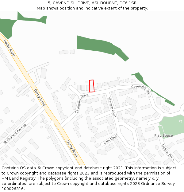 5, CAVENDISH DRIVE, ASHBOURNE, DE6 1SR: Location map and indicative extent of plot