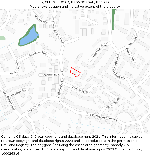 5, CELESTE ROAD, BROMSGROVE, B60 2RP: Location map and indicative extent of plot