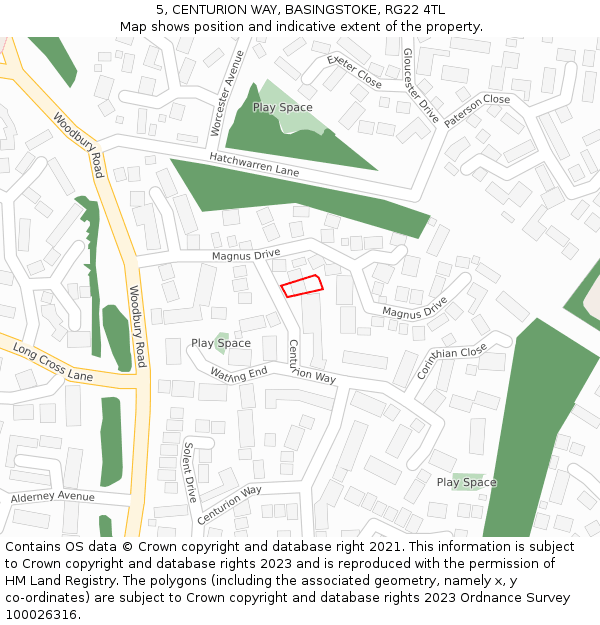 5, CENTURION WAY, BASINGSTOKE, RG22 4TL: Location map and indicative extent of plot