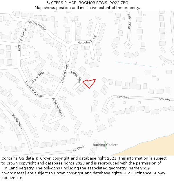 5, CERES PLACE, BOGNOR REGIS, PO22 7RG: Location map and indicative extent of plot