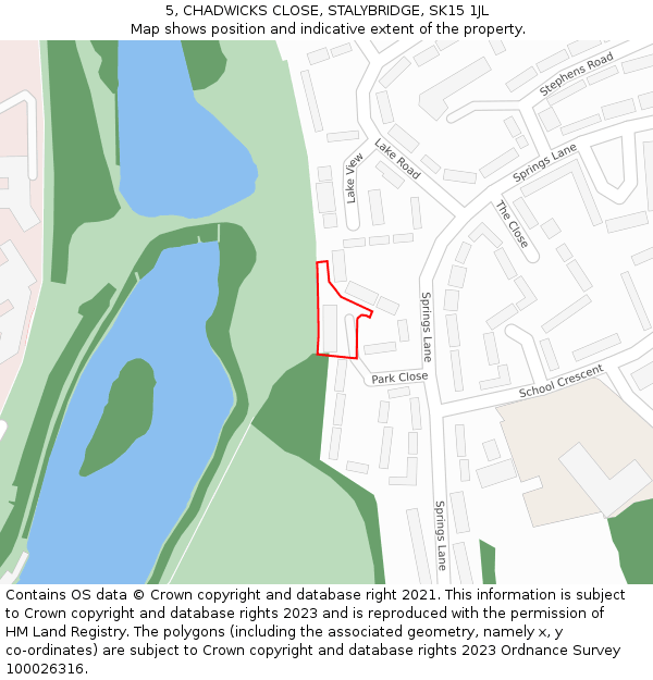 5, CHADWICKS CLOSE, STALYBRIDGE, SK15 1JL: Location map and indicative extent of plot