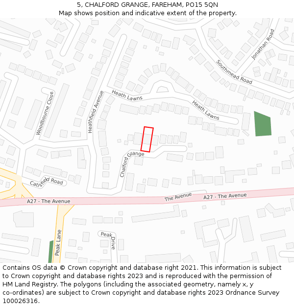 5, CHALFORD GRANGE, FAREHAM, PO15 5QN: Location map and indicative extent of plot