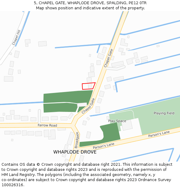 5, CHAPEL GATE, WHAPLODE DROVE, SPALDING, PE12 0TR: Location map and indicative extent of plot