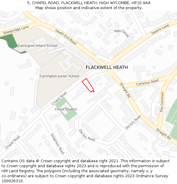 5, CHAPEL ROAD, FLACKWELL HEATH, HIGH WYCOMBE, HP10 9AA: Location map and indicative extent of plot