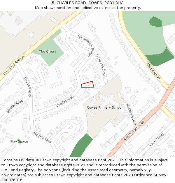 5, CHARLES ROAD, COWES, PO31 8HG: Location map and indicative extent of plot