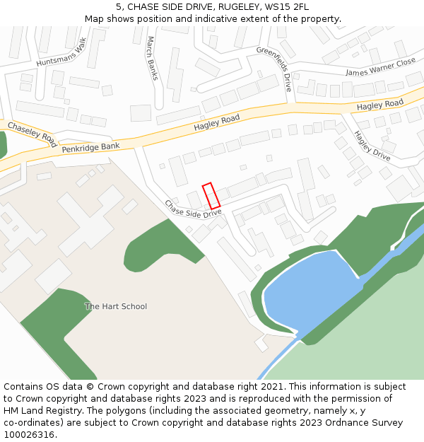 5, CHASE SIDE DRIVE, RUGELEY, WS15 2FL: Location map and indicative extent of plot