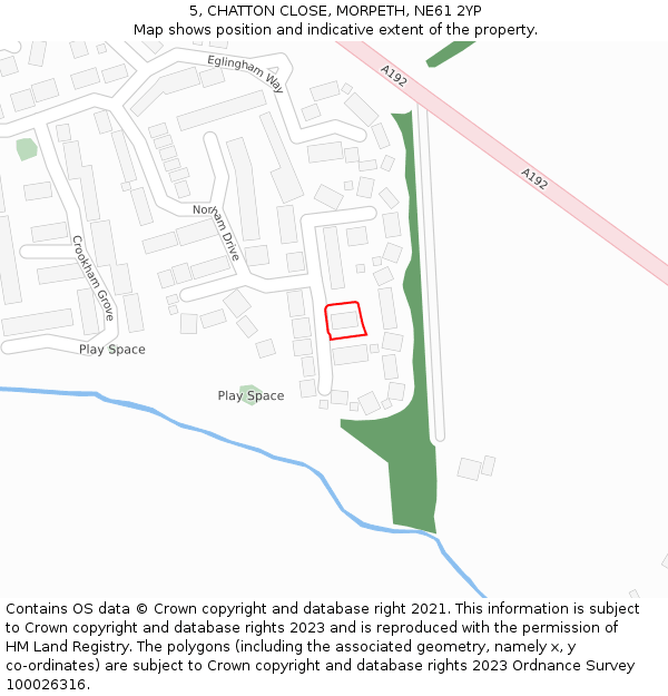 5, CHATTON CLOSE, MORPETH, NE61 2YP: Location map and indicative extent of plot