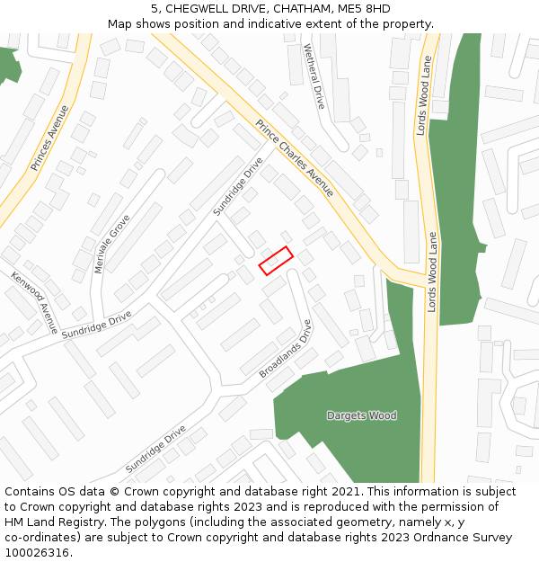 5, CHEGWELL DRIVE, CHATHAM, ME5 8HD: Location map and indicative extent of plot