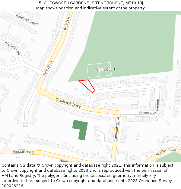 5, CHEGWORTH GARDENS, SITTINGBOURNE, ME10 1RJ: Location map and indicative extent of plot