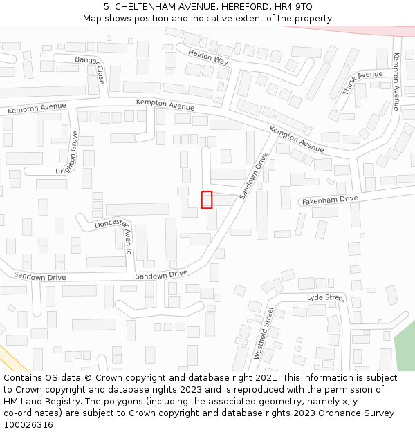 5, CHELTENHAM AVENUE, HEREFORD, HR4 9TQ: Location map and indicative extent of plot