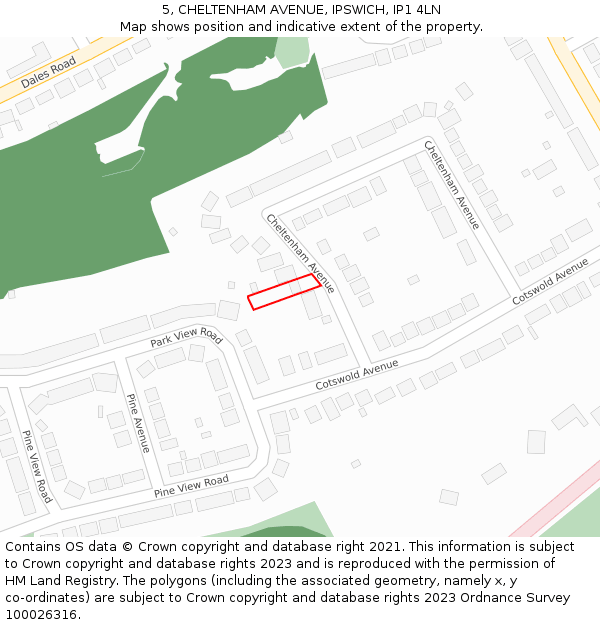 5, CHELTENHAM AVENUE, IPSWICH, IP1 4LN: Location map and indicative extent of plot