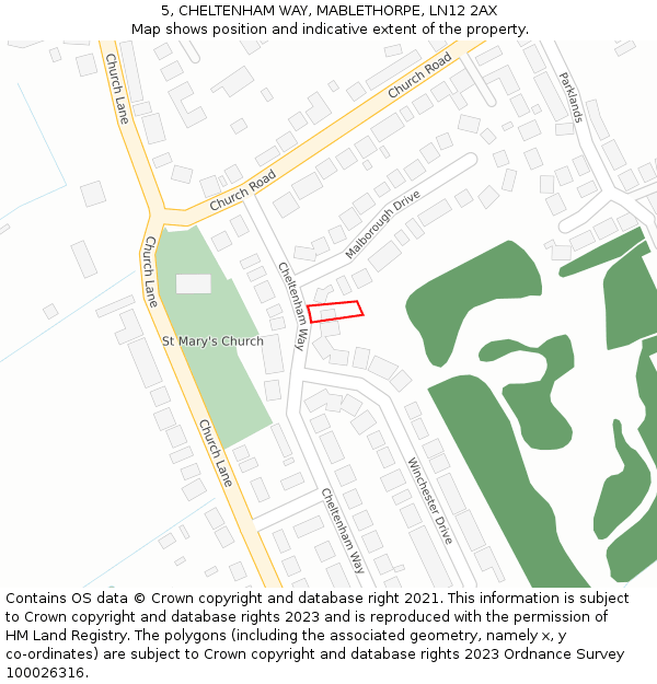 5, CHELTENHAM WAY, MABLETHORPE, LN12 2AX: Location map and indicative extent of plot