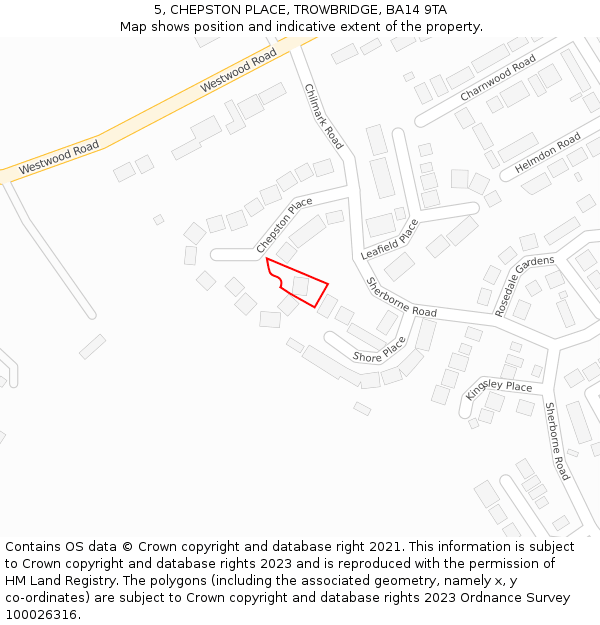 5, CHEPSTON PLACE, TROWBRIDGE, BA14 9TA: Location map and indicative extent of plot