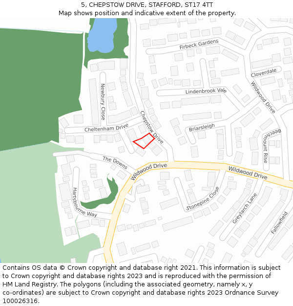 5, CHEPSTOW DRIVE, STAFFORD, ST17 4TT: Location map and indicative extent of plot