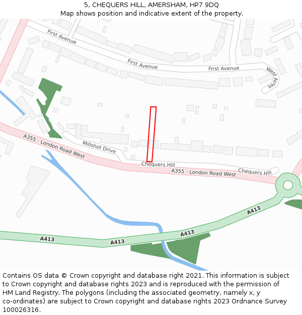 5, CHEQUERS HILL, AMERSHAM, HP7 9DQ: Location map and indicative extent of plot