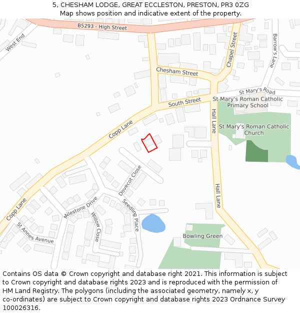 5, CHESHAM LODGE, GREAT ECCLESTON, PRESTON, PR3 0ZG: Location map and indicative extent of plot