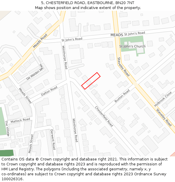5, CHESTERFIELD ROAD, EASTBOURNE, BN20 7NT: Location map and indicative extent of plot
