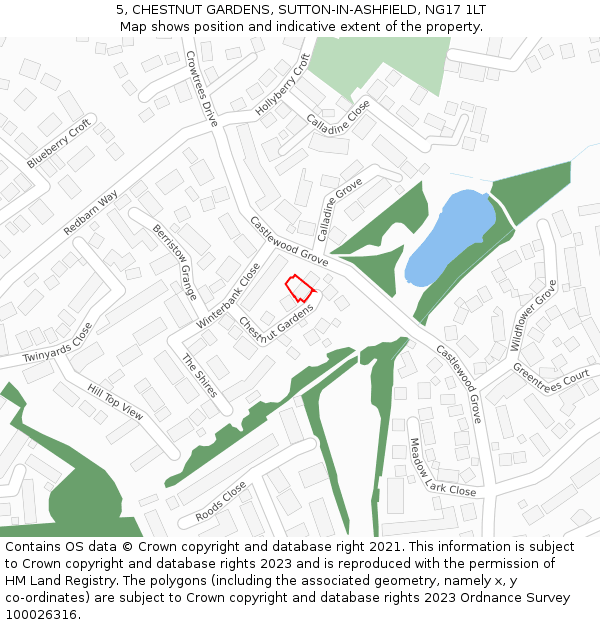 5, CHESTNUT GARDENS, SUTTON-IN-ASHFIELD, NG17 1LT: Location map and indicative extent of plot