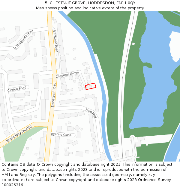 5, CHESTNUT GROVE, HODDESDON, EN11 0QY: Location map and indicative extent of plot