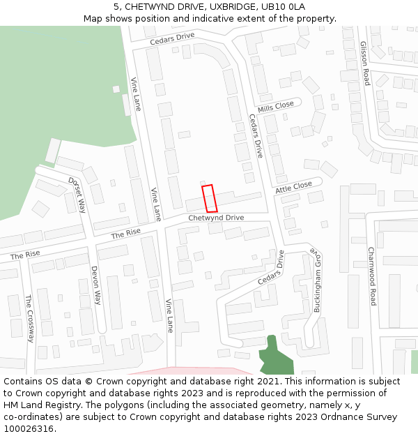 5, CHETWYND DRIVE, UXBRIDGE, UB10 0LA: Location map and indicative extent of plot
