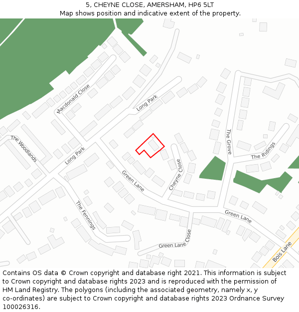 5, CHEYNE CLOSE, AMERSHAM, HP6 5LT: Location map and indicative extent of plot