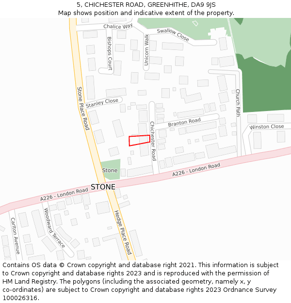 5, CHICHESTER ROAD, GREENHITHE, DA9 9JS: Location map and indicative extent of plot