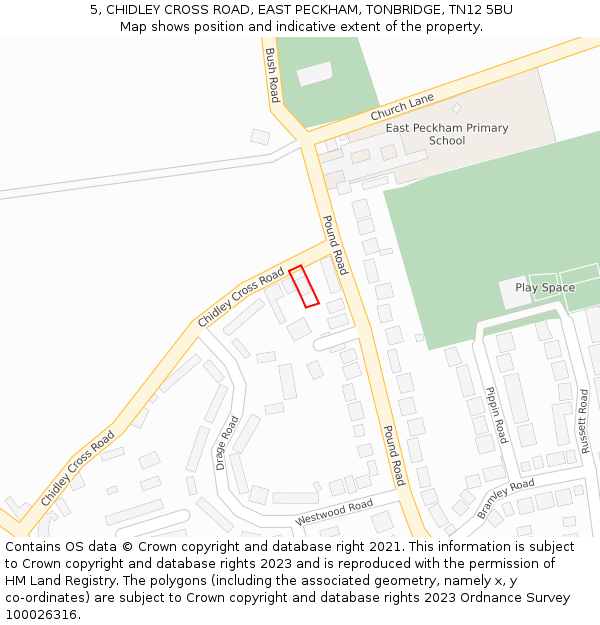 5, CHIDLEY CROSS ROAD, EAST PECKHAM, TONBRIDGE, TN12 5BU: Location map and indicative extent of plot