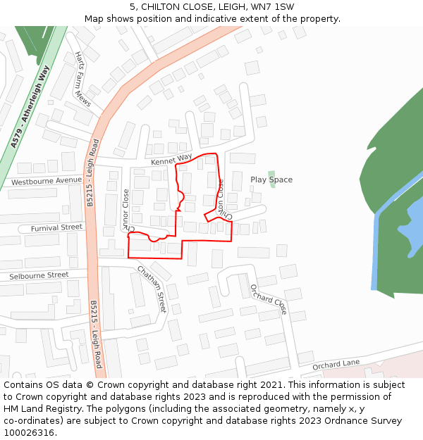 5, CHILTON CLOSE, LEIGH, WN7 1SW: Location map and indicative extent of plot