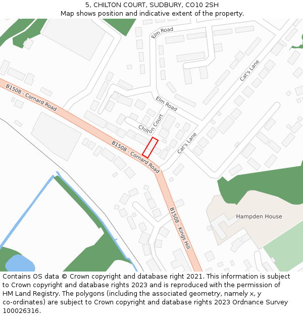 5, CHILTON COURT, SUDBURY, CO10 2SH: Location map and indicative extent of plot