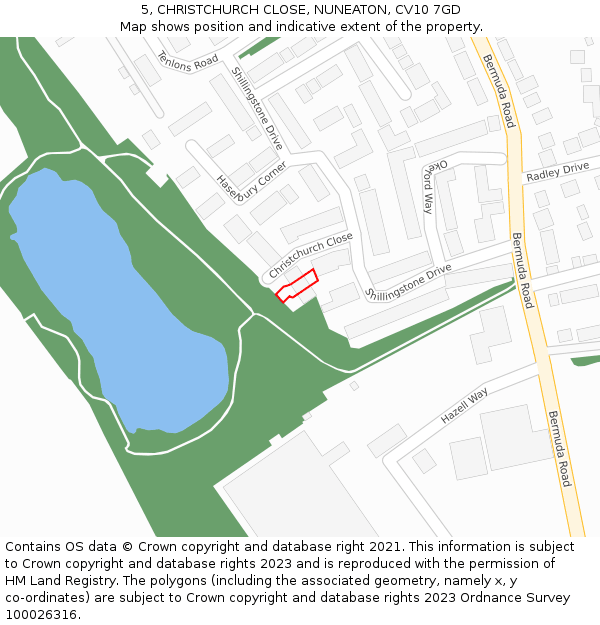 5, CHRISTCHURCH CLOSE, NUNEATON, CV10 7GD: Location map and indicative extent of plot