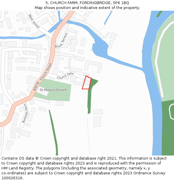 5, CHURCH FARM, FORDINGBRIDGE, SP6 1BQ: Location map and indicative extent of plot