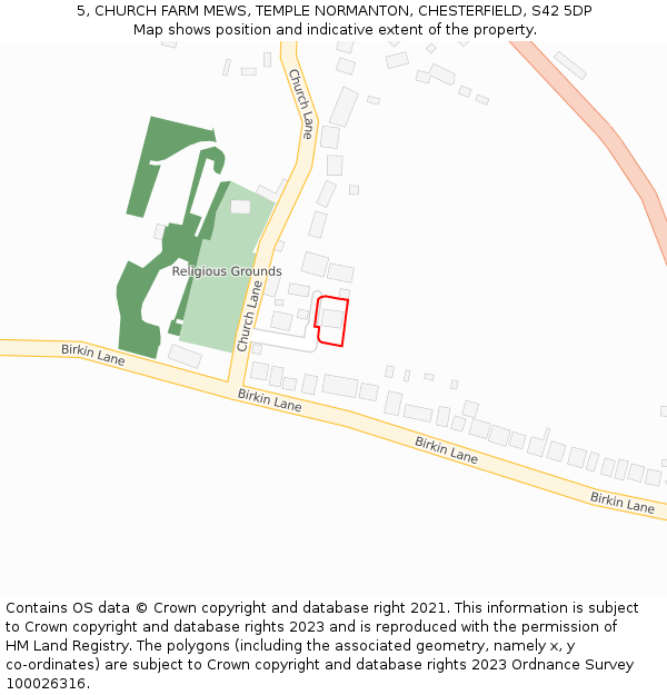 5, CHURCH FARM MEWS, TEMPLE NORMANTON, CHESTERFIELD, S42 5DP: Location map and indicative extent of plot