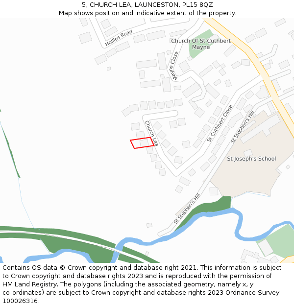 5, CHURCH LEA, LAUNCESTON, PL15 8QZ: Location map and indicative extent of plot