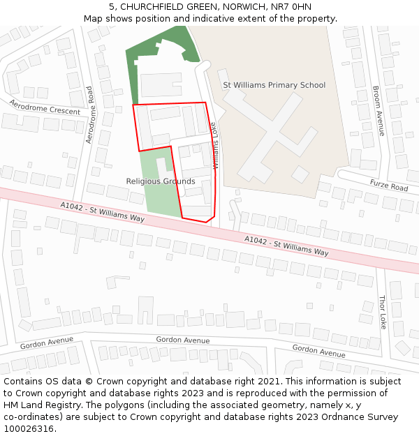 5, CHURCHFIELD GREEN, NORWICH, NR7 0HN: Location map and indicative extent of plot