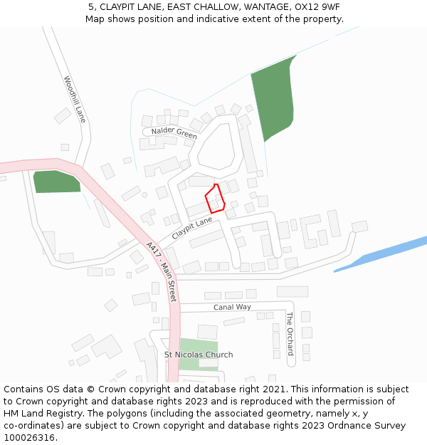 5, CLAYPIT LANE, EAST CHALLOW, WANTAGE, OX12 9WF: Location map and indicative extent of plot