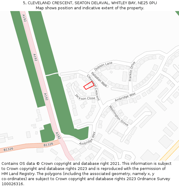 5, CLEVELAND CRESCENT, SEATON DELAVAL, WHITLEY BAY, NE25 0PU: Location map and indicative extent of plot