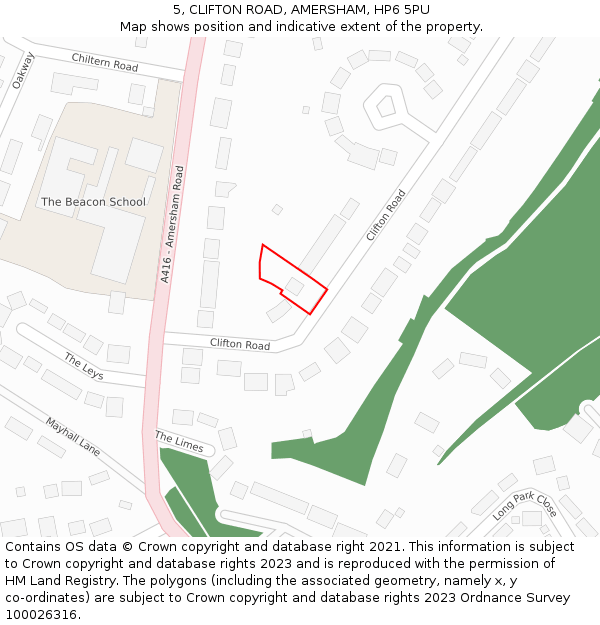5, CLIFTON ROAD, AMERSHAM, HP6 5PU: Location map and indicative extent of plot