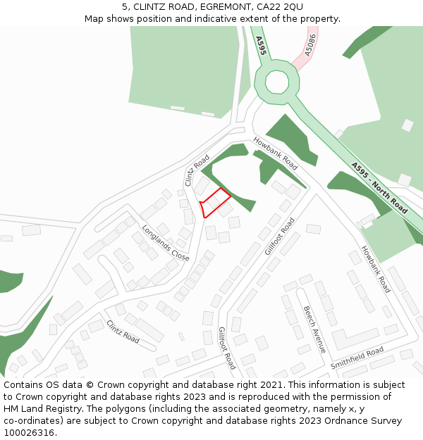 5, CLINTZ ROAD, EGREMONT, CA22 2QU: Location map and indicative extent of plot