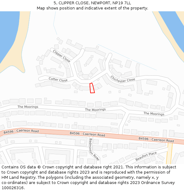 5, CLIPPER CLOSE, NEWPORT, NP19 7LL: Location map and indicative extent of plot