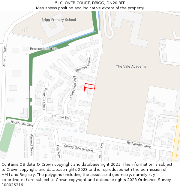 5, CLOVER COURT, BRIGG, DN20 8FE: Location map and indicative extent of plot