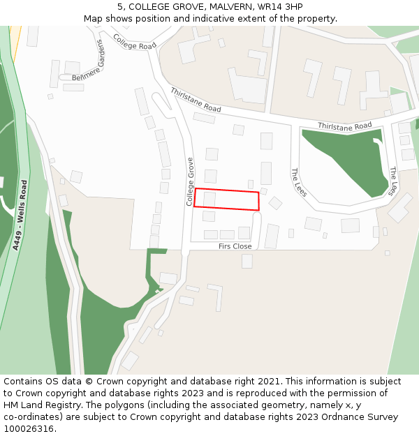 5, COLLEGE GROVE, MALVERN, WR14 3HP: Location map and indicative extent of plot