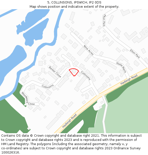 5, COLLINSONS, IPSWICH, IP2 0DS: Location map and indicative extent of plot