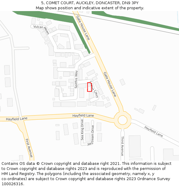 5, COMET COURT, AUCKLEY, DONCASTER, DN9 3PY: Location map and indicative extent of plot