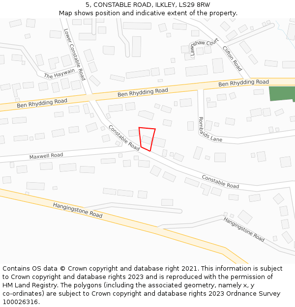 5, CONSTABLE ROAD, ILKLEY, LS29 8RW: Location map and indicative extent of plot