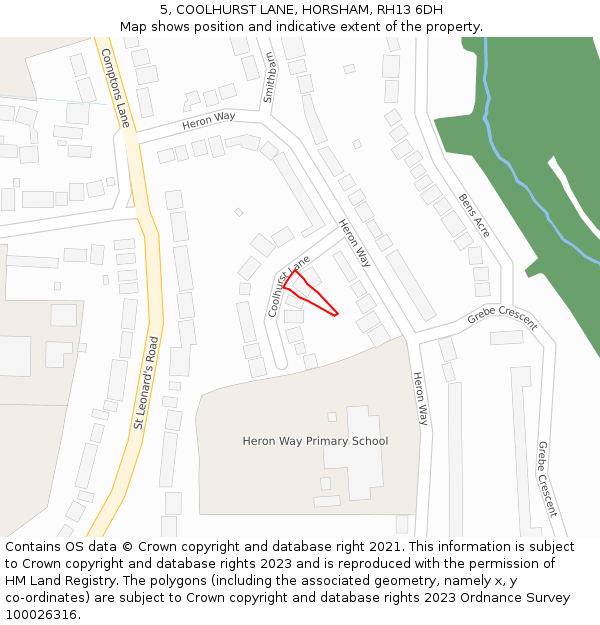 5, COOLHURST LANE, HORSHAM, RH13 6DH: Location map and indicative extent of plot