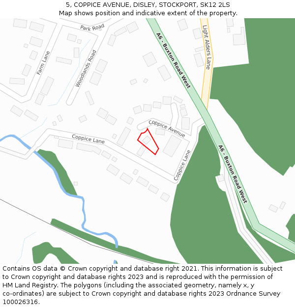 5, COPPICE AVENUE, DISLEY, STOCKPORT, SK12 2LS: Location map and indicative extent of plot