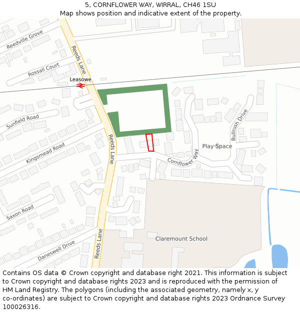 5, CORNFLOWER WAY, WIRRAL, CH46 1SU: Location map and indicative extent of plot
